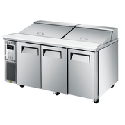 Turbo Air KHR18-3-N 3 Solid doors Underbench Salad Prep Fridge with Hood Lid