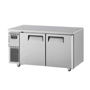 Stainless steel Turbo Air KUR15-2-N underbench fridge with two solid doors and casters.